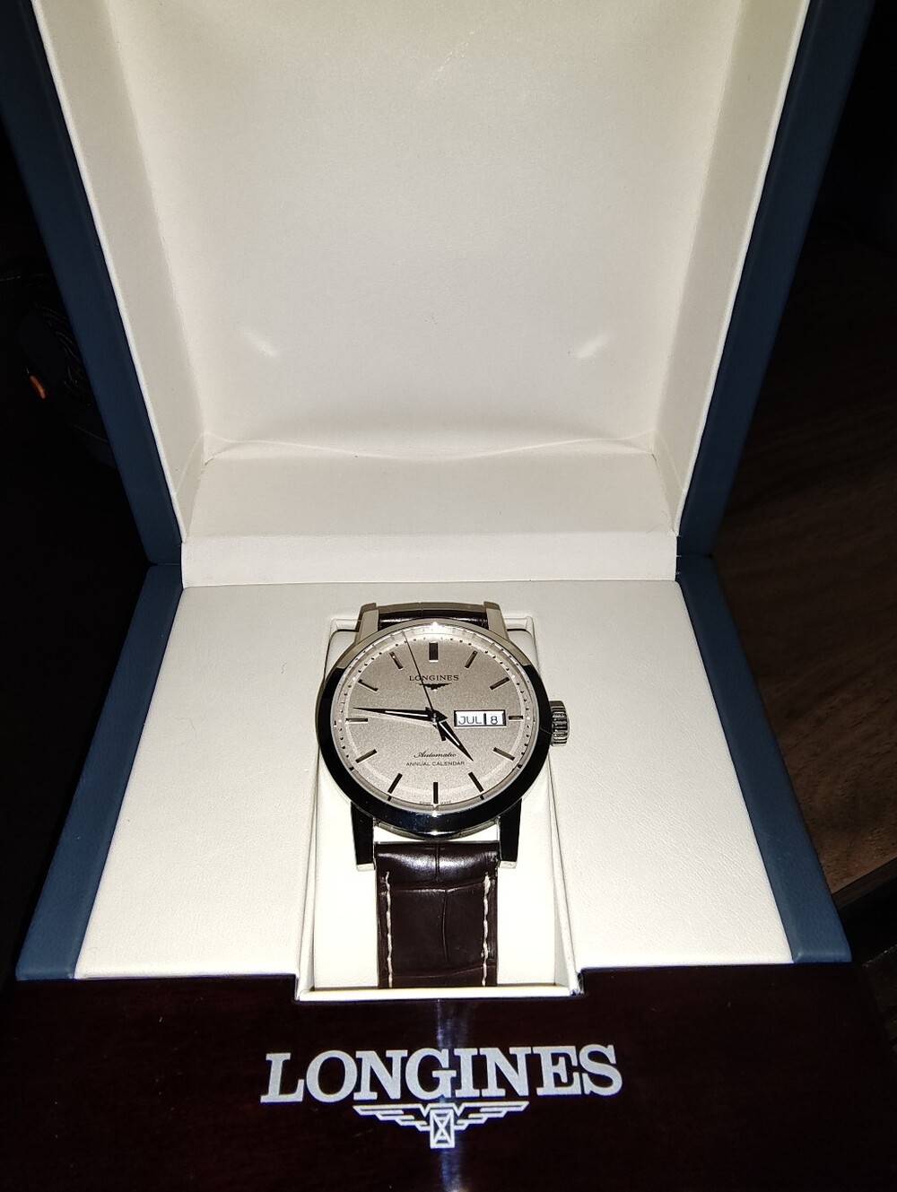 Longines Men's 1832 Heritage Beige Dial Watch with Brown Leather Strap 40mm